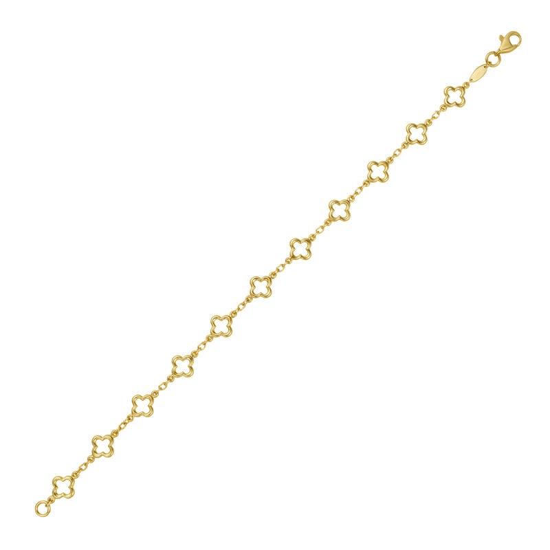 Polished Clover Link Bracelet in 14k Yellow Gold image number null